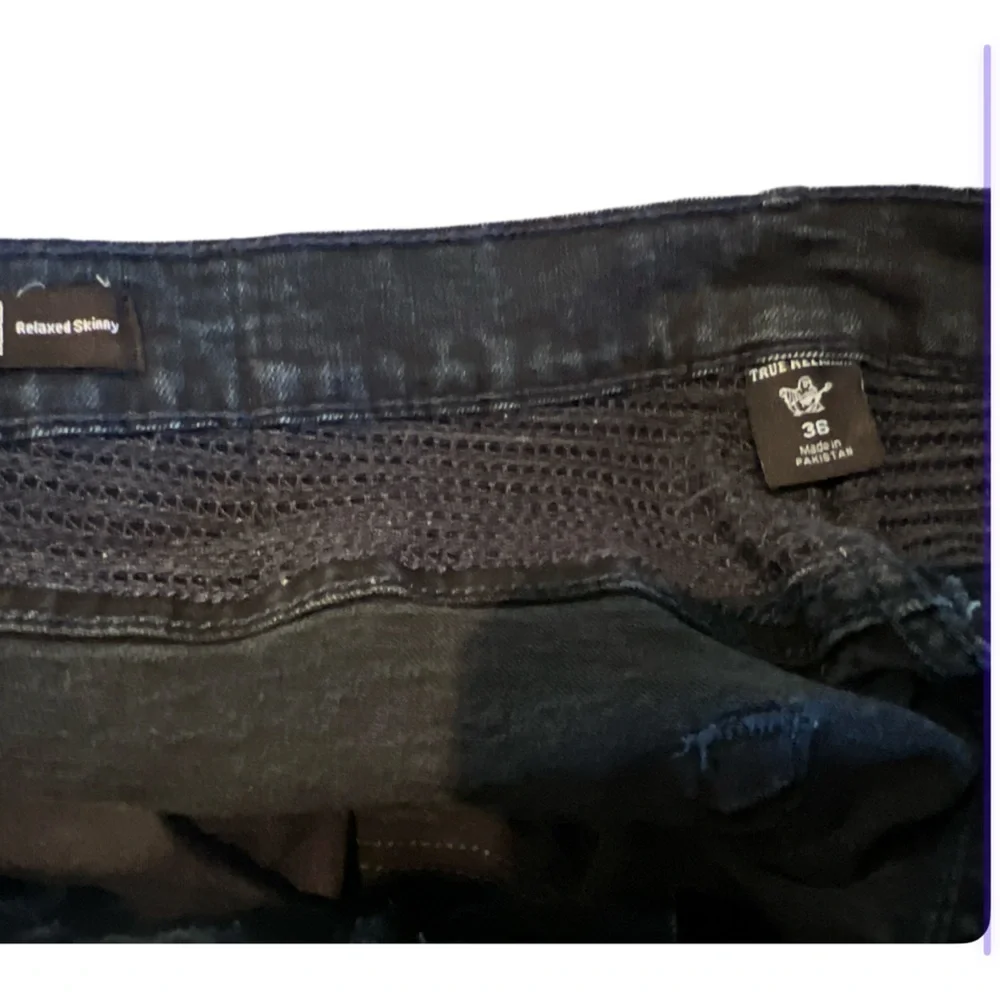 True Religion Rocco Moto Slim Fit Jeans Dark‎ Wash Mens 36x33